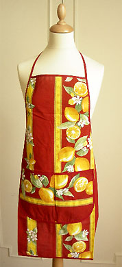 French Apron, Provence fabric (lemons. red)